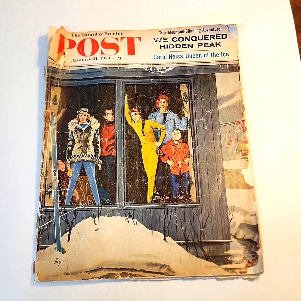 1959 Saturday Evening Post January 31 - Skiing; Ice Skater Carol Heiss; Brazzi